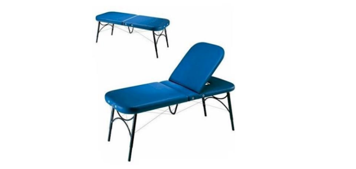 Two views of a portable treatment couch